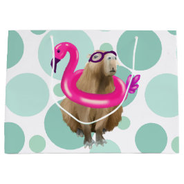 Cute Capybara med Rosa Flamingo Flyter bassäng Par
