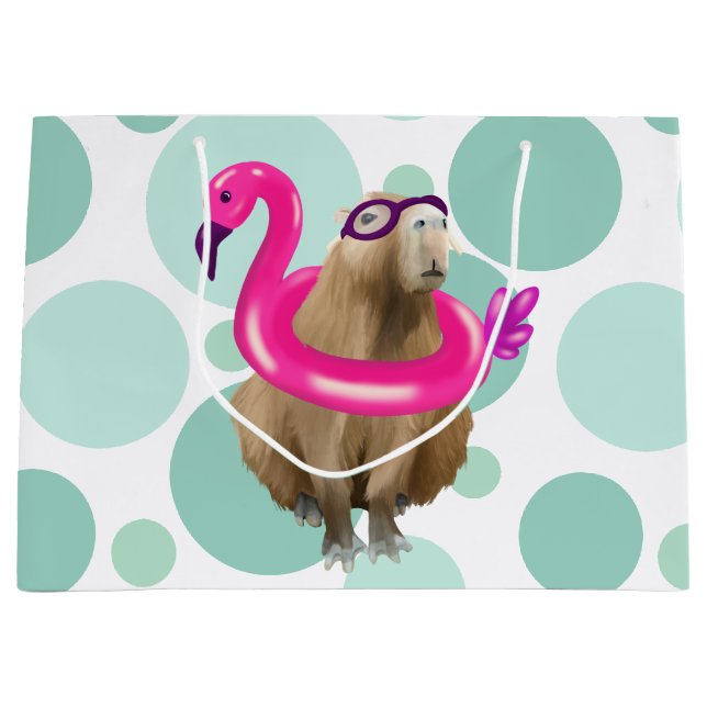 Cute Capybara med Rosa Flamingo Flyter bassäng Par (Framsidan)