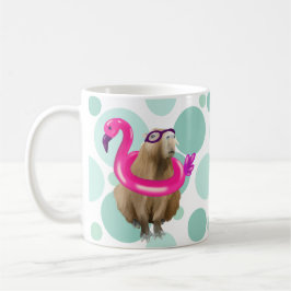 Cute Capybara med Rosa Flamingo Flyter bassäng Par Kaffemugg