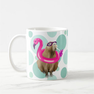Cute Capybara med Rosa Flamingo Flyter bassäng Par Kaffemugg
