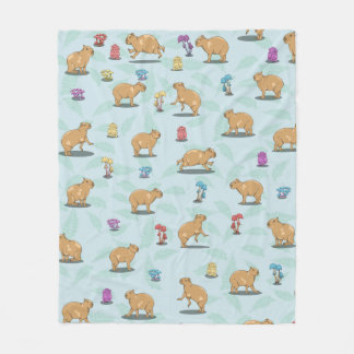 Cute Capybara Mönster Fleecefilt