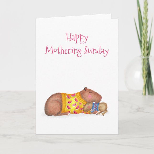 Cute capybara och baby Mothering Söndag-kort Kort (Framsida)