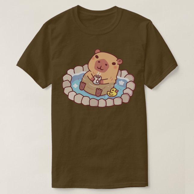 Cute Capybara och Ducky g i Hett Vår T Shirt (Design framsida)