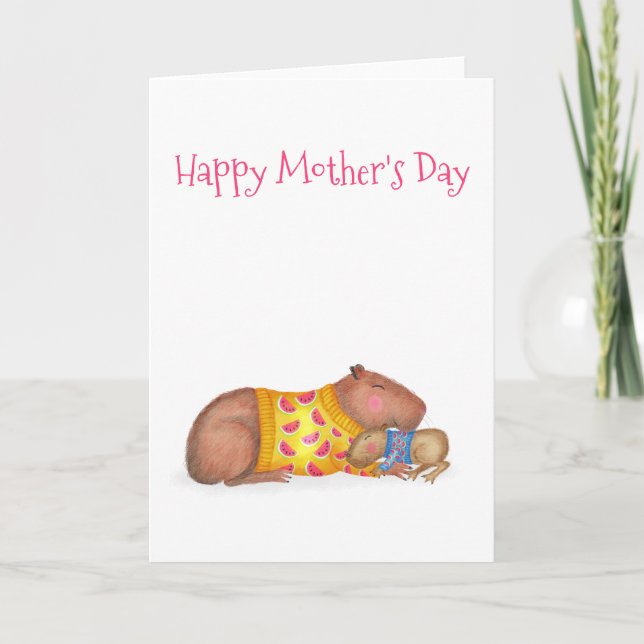 Cute capybara och Mors dag-kortet baby Kort (Framsida)