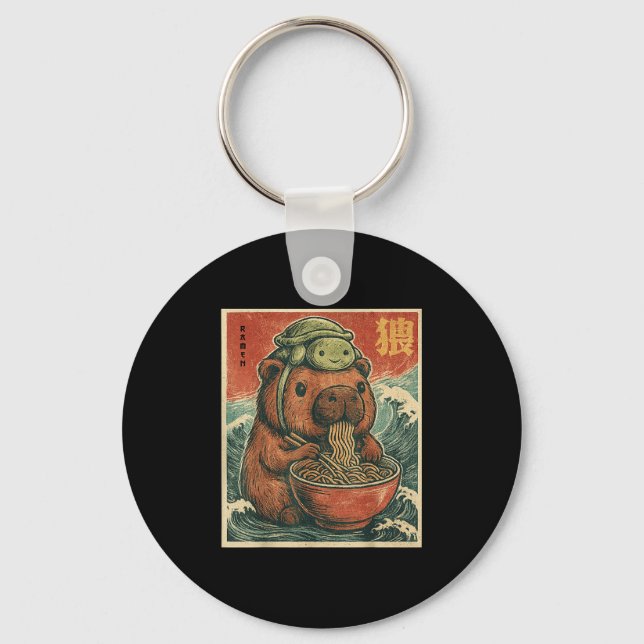 Cute Capybara och Turtle Backpack Ramen Kawaii Cap Nyckelring (Framsida)