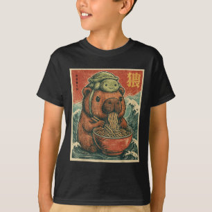 Cute Capybara och Turtle Backpack Ramen Kawaii Cap T Shirt