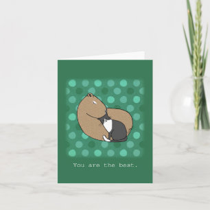 Cute Capybara och tuxedo-katt är du bäst Kort