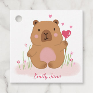 Cute Capybara Personalized Pink Baby Shower  Gåvor Etiketter