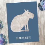Cute Capybara Personlig Vykort<br><div class="desc">En roligt vattenfärgskapybara på gröntens bakgrund för djur och vilda älskare. Originalkonst av Nic Squirrell. Ändra eller ta bort namn för att anpassa eller lägga till egen text.</div>