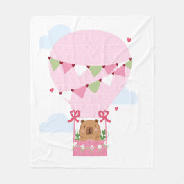 Cute Capybara Pink Birthday Party Fleecefilt