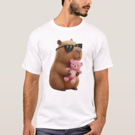 Cute Capybara Pink Teddy Bear Valentine Shirt T Shirt