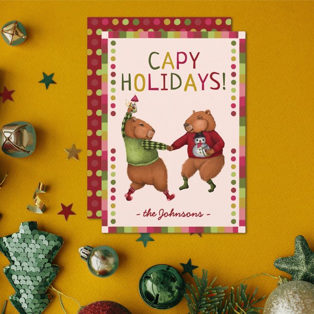 Cute Capybara Pun Capy Helgdagars julkort (Skapare uppladdad)