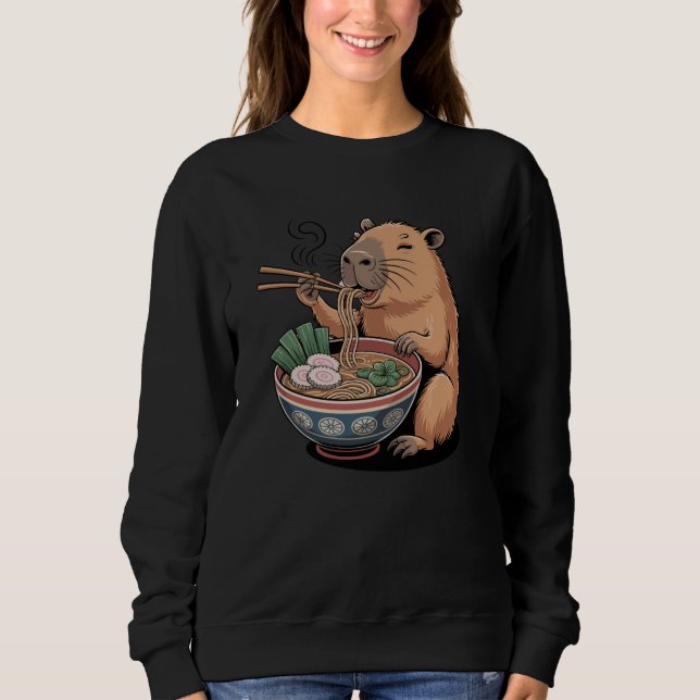 Cute Capybara Ramen Bowl Japanese Anime Foodie Hum T Shirt (Framsida)
