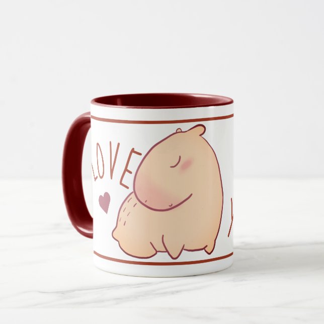 Cute capybara red Two-Tone Mugg (Framsida vänster)