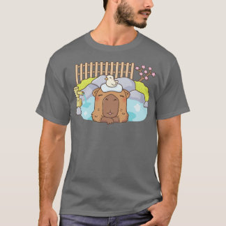 Cute Capybara Relaxing i Onsen Hett Vår T Shirt