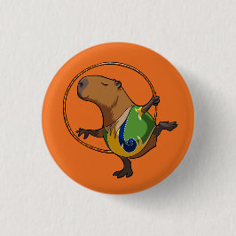 Cute Capybara Rhythmic Gymnastics Ring Tecknad Knapp