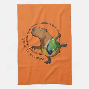 Cute Capybara Rhythmic Gymnastics Ring Tecknad Kökshandduk