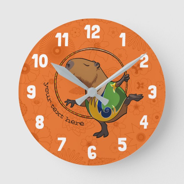 Cute Capybara Rhythmic Gymnastics Ring Tecknad Rund Klocka (Framsida)