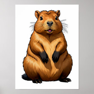 Cute Capybara Rodent Animal Illustration Poster