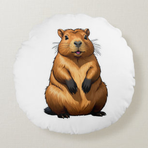 Cute Capybara Rodent Animal Illustration Rund Kudde