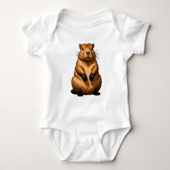 Cute Capybara Rodent Animal Illustration T Shirt (Framsida)