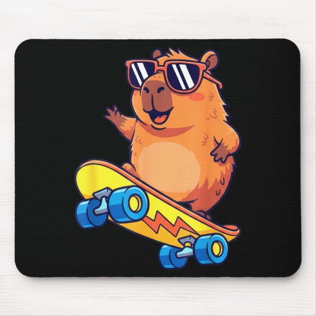 Cute Capybara Skateboarding Chill Animal Lover Art Musmatta (Framsidan)