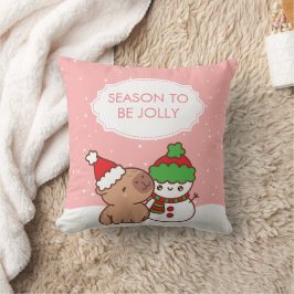 Cute Capybara & Snögubbe Kudde