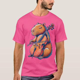 Cute Capybara spelar Cello Capybaras Musician Mus T Shirt