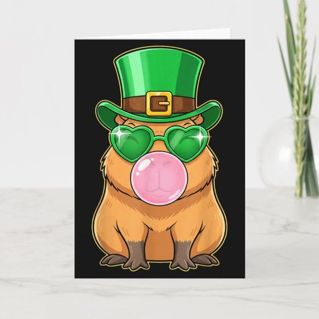 Cute Capybara St Patricks Day Capybara Bubble Gum  Kort (Framsida)