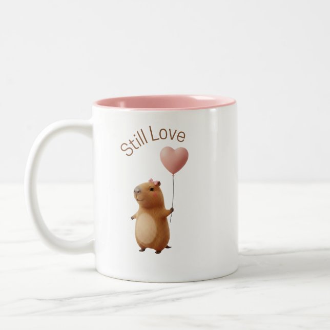 Cute Capybara Still Love Valentine Coffee Mug Två-Tonad Mugg (Vänster)
