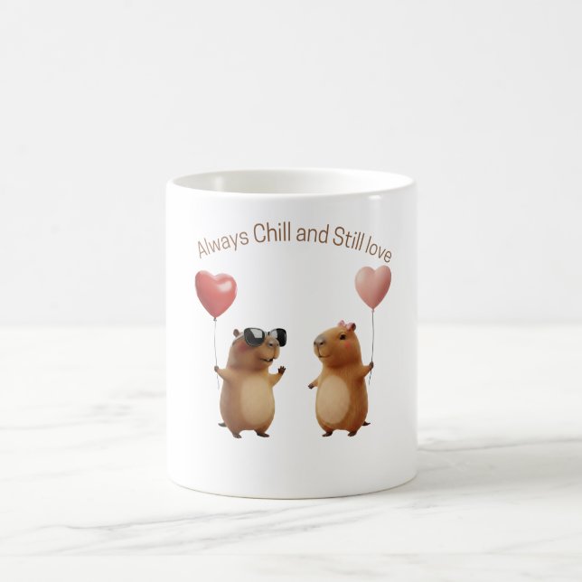 Cute Capybara Valentine Couple Balloon Coffee Mug Två-Tonad Mugg (Center)