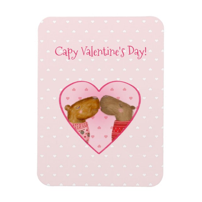 Cute capybara Valentine's Day magnet (Vertikal)