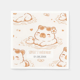 Cute Capybara With Sunglasses Kids Birthday Party Pappersservett