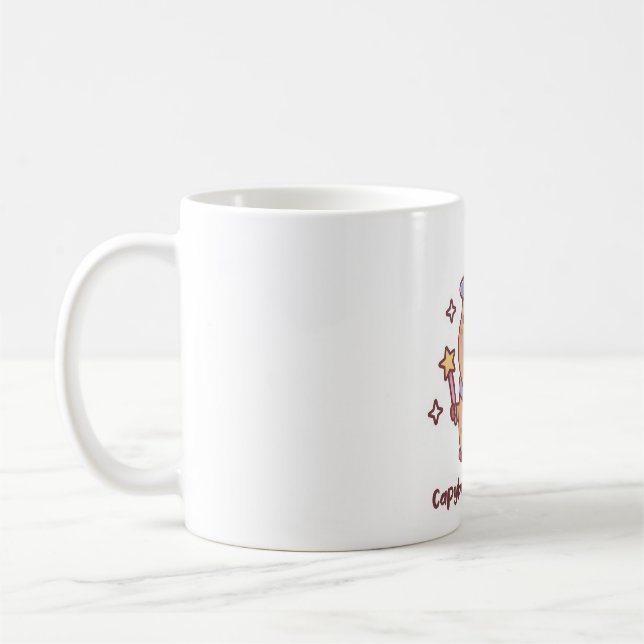 Cute Capybara Wizard Capybaracadabra Funny Pun Kaffemugg (Vänster)