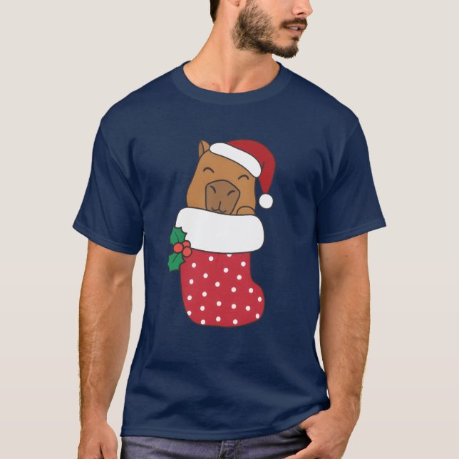 Cute Capybaras i julsock för julpojke T Shirt (Framsida)