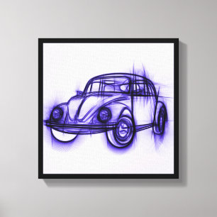 Cute Car Sketch i Lila Canvastryck