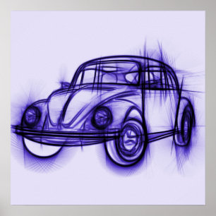 Cute Car Sketch i Lila Poster