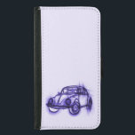Cute Car Sketch i Lila Samsung Galaxy S5 Plånboksfodral<br><div class="desc">En skiss teckning av en bil med lila toner. Det ser ut som om designers tidigt återger en prototyp.</div>