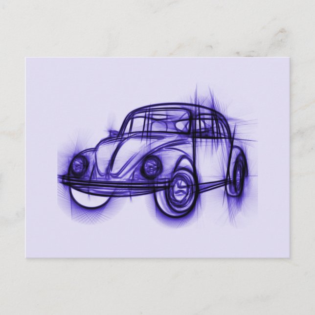 Cute Car Sketch i Lila Vykort (Framsida)