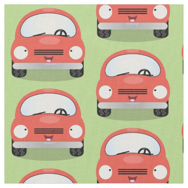 Cute car tecknad mönster tyg (Närbild)