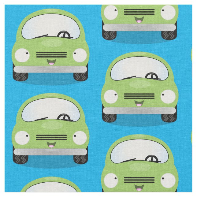 Cute car tecknad mönster tyg (Närbild)