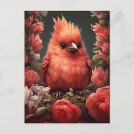 Cute Cardinal Bird - Viktig målning Vykort