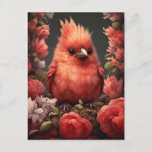 Cute Cardinal Bird - Viktig målning Vykort