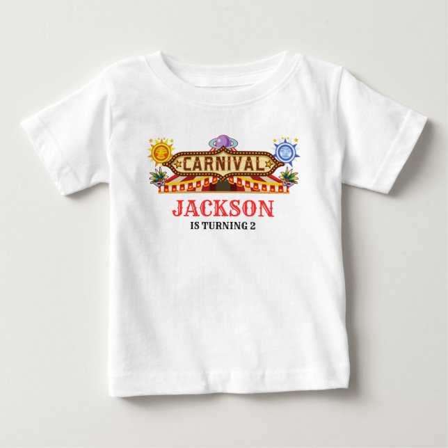 Cute Carnival Circus Birthday T Shirt (Framsida)