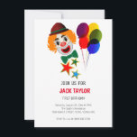 Cute Carnival Circus Clown First Birthday Kids Inbjudningar<br><div class="desc">Cute Carnival Circus Clown First Birthday Kids bjudande</div>