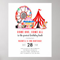 Cute Carnival Circus Festival Show Kid Birthday