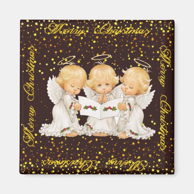 Cute Caroling Änglar Magnets Magnet (Framsidan)