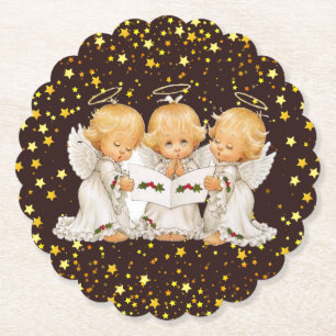 Cute Caroling Änglar Papprare Underlägg Papper