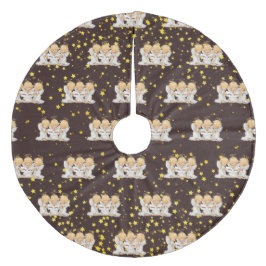 Cute Caroling Änglar Ull Träd Skirt Julgransmatta Fleece
