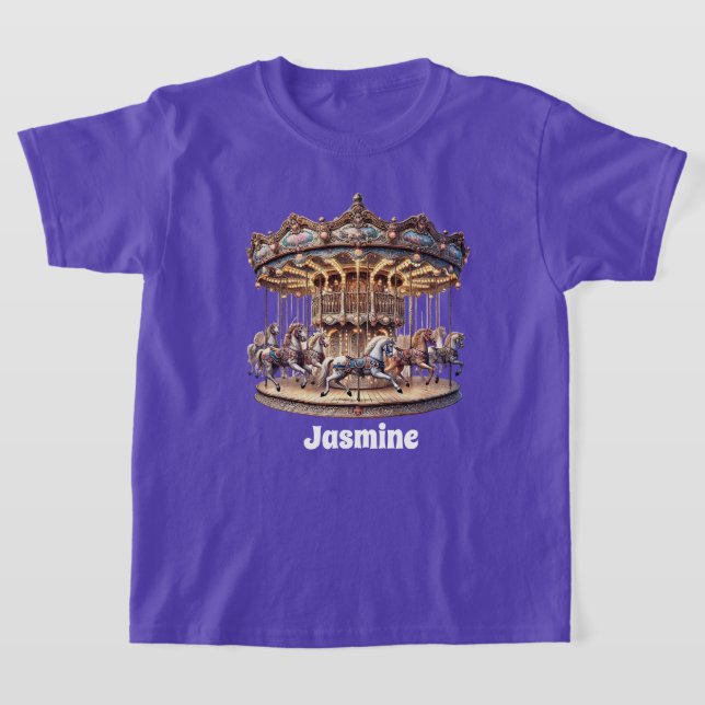 Cute carousel älskare add namn t shirt (Laydown)